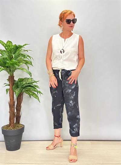 6699 Italyan Keten Pantolon Lacivert