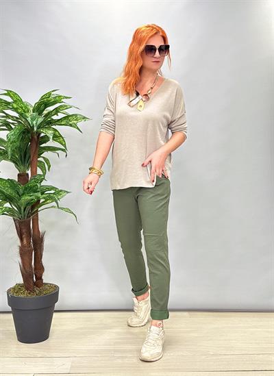 6711 İTALYAN FULL LİKRALI PANTOLON HAKİ (38-46 BEDEN ARALIĞINA UYUMLUDUR)