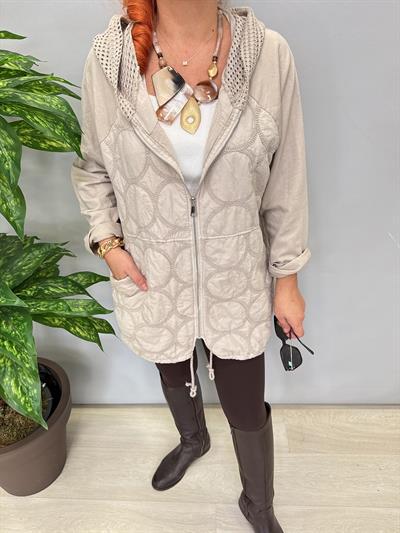 6878 Italyan Kapşonu File Detay Ceket Taş