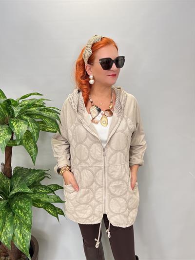 6878 Italyan Kapşonu File Detay Ceket Taş