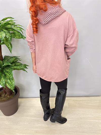 6878 Italyan Kapşonu File Detay Ceket Pudra