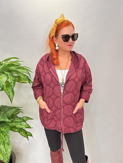 6878 Italyan Kapşonu File Detay Ceket Bordo