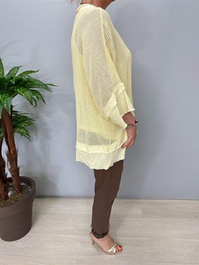 7005 Italyan Pamuklu File Bluz Tereyağ Sarı