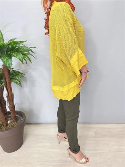 7005 Italyan Pamuklu File Bluz Yağ Yeşil