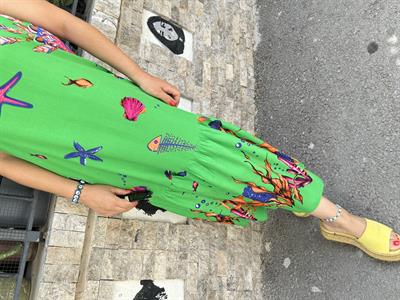 7020 AKVARYUM DETAY ELBİSE 38/46 BEDENE UYUMLUDUR YEŞİL  boyum 1.64