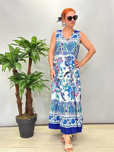 7050 Pamuklu Viskon Desenli Elbise 