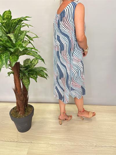 7066 Italyan Pamuklu Elbise Mavi 