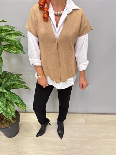 7088 Italyan Triko Yelek - Bluz Camel