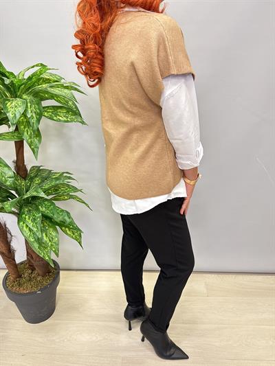 7088 Italyan Triko Yelek - Bluz Camel