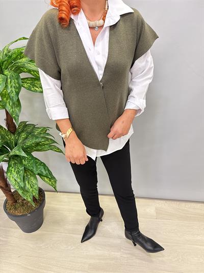 7088 Italyan Triko Yelek - Bluz Haki