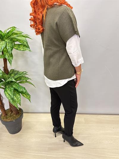 7088 Italyan Triko Yelek - Bluz Haki