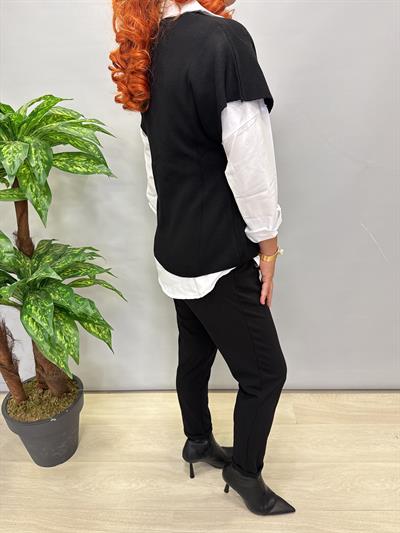 7088 Italyan Triko Yelek - Bluz Siyah