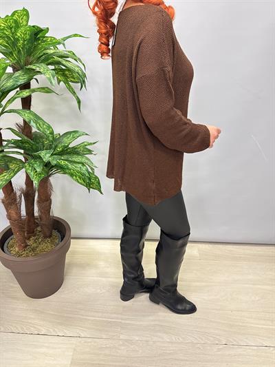 7091 Merserize Bluz (KOLYE HEDİYELİ) Kahve