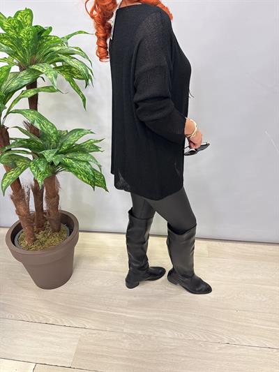 7091 Merserize Bluz (KOLYE HEDİYELİ) Siyah