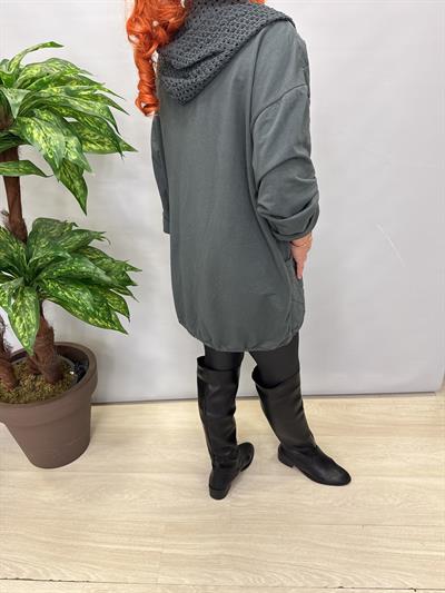 7557 Italyan Payet Detay Pamuklu Kaban-Ceket Füme