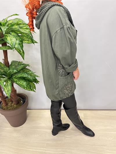 7557 Italyan Payet Detay Pamuklu Kaban-Ceket Haki