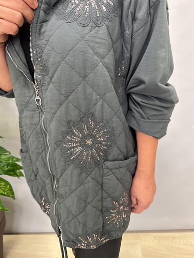 7557 Italyan Payet Detay Pamuklu Kaban-Ceket Füme