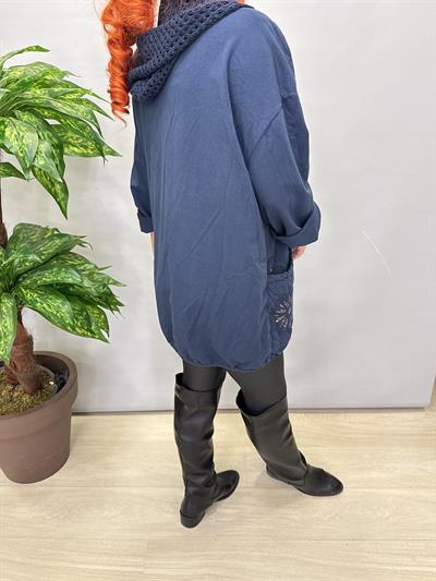 7557 Italyan Payet Detay Pamuklu Kaban-Ceket Lacivert