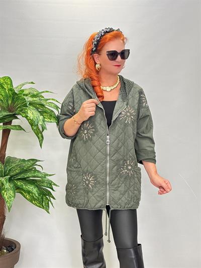 7557 Italyan Payet Detay Pamuklu Kaban-Ceket Haki