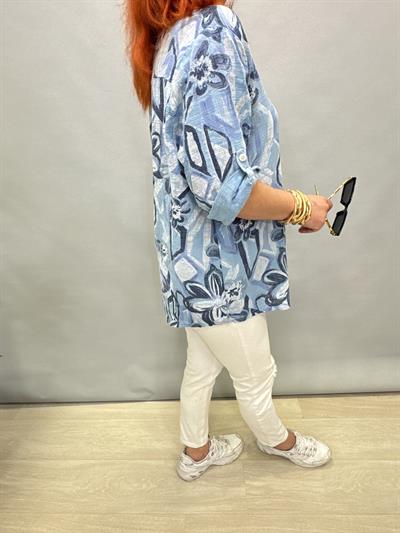 BLZ 7560 İTALYAN PAMUKLU BLUZ MAVİ