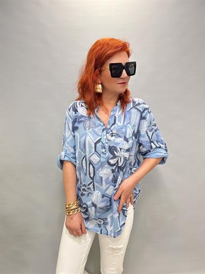 BLZ 7560 İTALYAN PAMUKLU BLUZ MAVİ