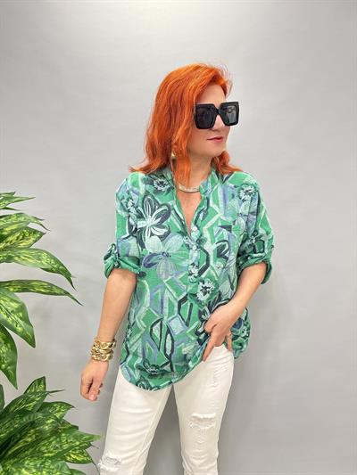 BLZ 7560 İTALYAN PAMUKLU BLUZ YEŞİL