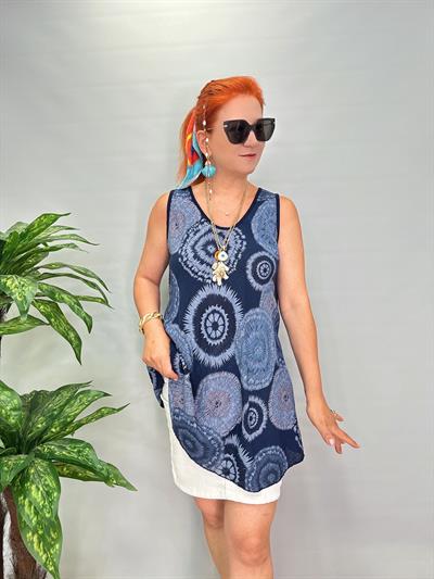 7581 Italyan Pamuklu Tunik Lacivert