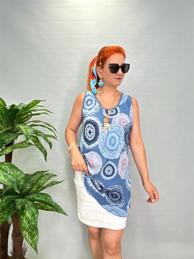 7581 Italyan Pamuklu Tunik Mavi