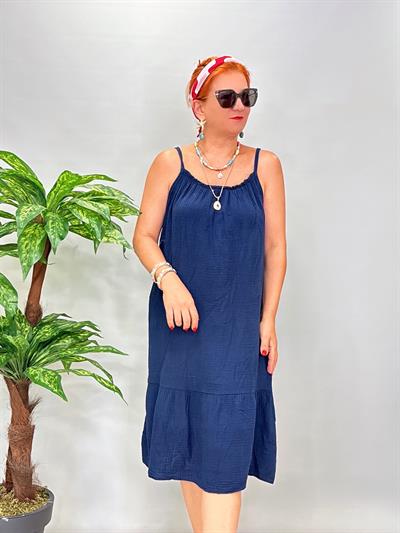 7708 Italyan Pamuklu Elbise Lacivert