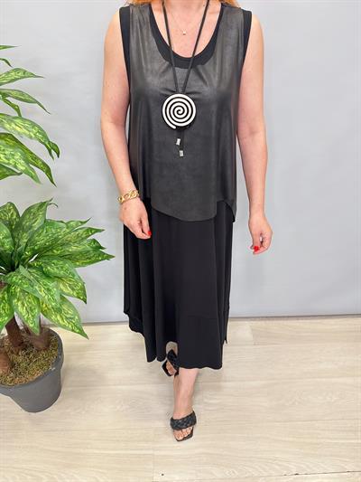 7713 3lü Tasarım Elbise Sİyah 