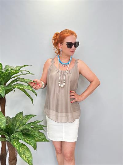 7730 Italyan Astarı Esnek Bluz Vizon