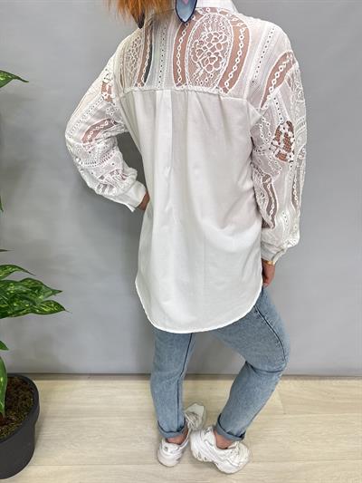 7745 DANTEL DETAY GÖMLEK EKRU