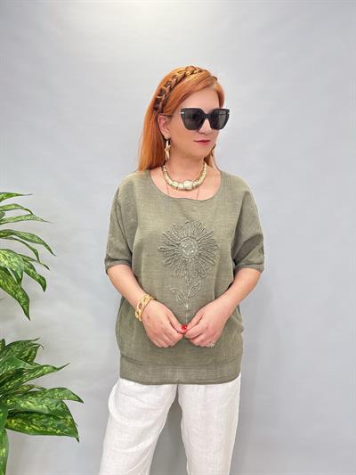 PMK 7780 Pamuklu Bluz Haki