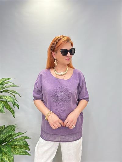 PMK 7780 Pamuklu Bluz Mor