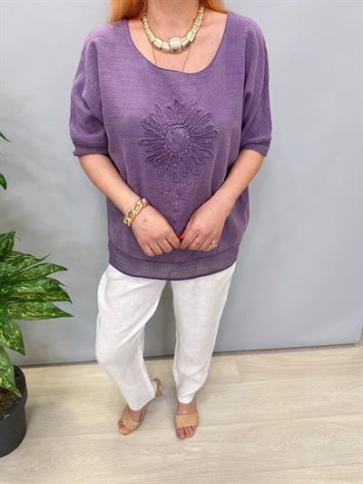 PMK 7780 Pamuklu Bluz Mor