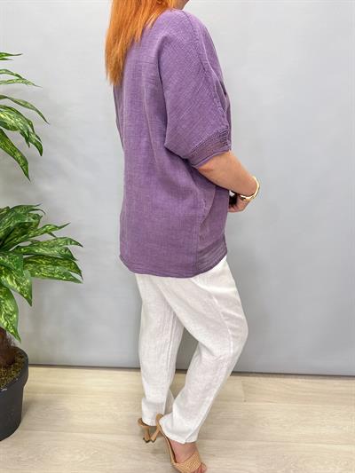 PMK 7780 Pamuklu Bluz Mor