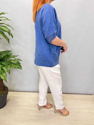 PMK 7780 Pamuklu Bluz Saks Mavi