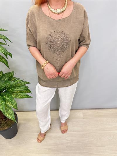 PMK 7780 Pamuklu Bluz  Vizon