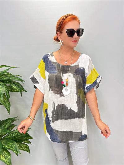 7789 Italyan Pamuklu  Bluz (Kolye Hediyeli) 