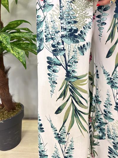 8001 Italyan Desenli Pantolon Beyaz