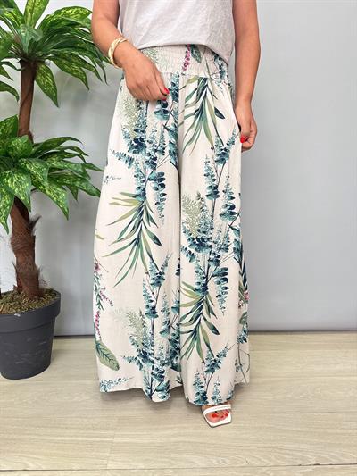 8001 Italyan Desenli Pantolon Beyaz