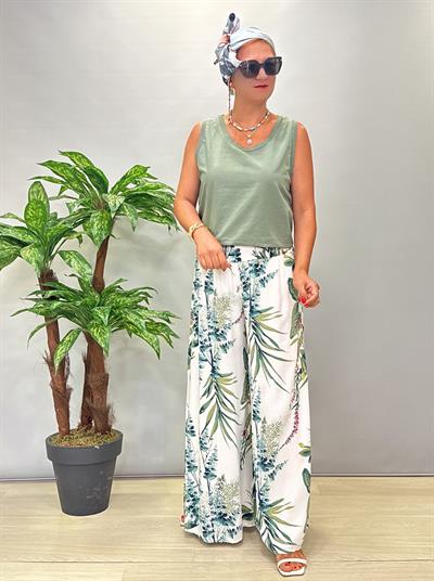 8001 Italyan Desenli Pantolon Beyaz