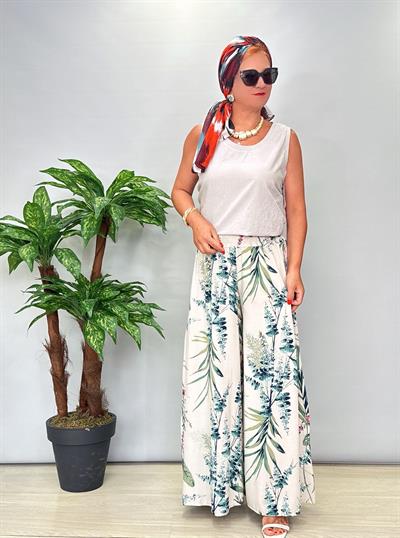 8001 Italyan Desenli Pantolon Taş