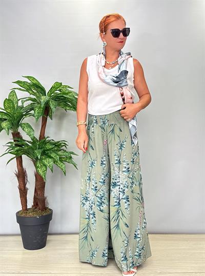 8001 Italyan Desenli Pantolon Yeşil