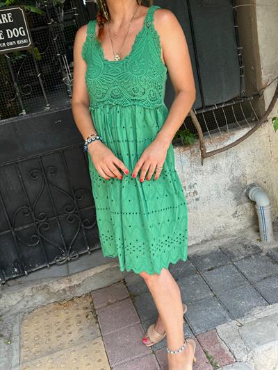 8020 PREMIUM  İTALYAN  TASARIM FİSTO ELBİSE 42 BEDENE KADAR UYUMLUDUR YEŞİL boyum 1.64