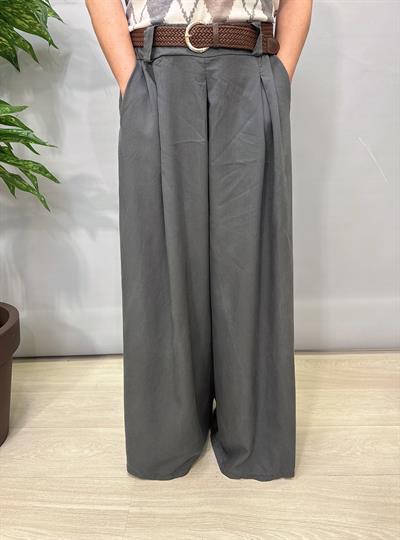 8025 Italyan Tencel Bol Paça Pantolon Gri