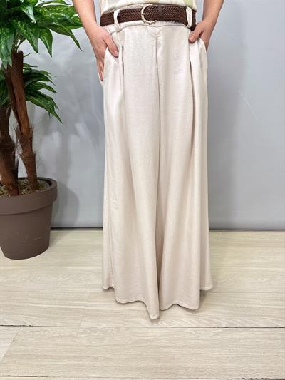 8025 Italyan Tencel Bol Paça Pantolon Taş