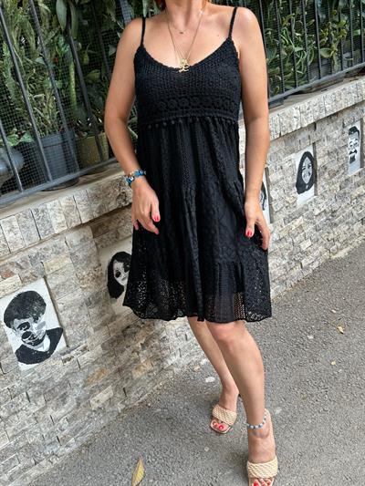 8030  PREMIUM  İTHAL  DANTEL ELBİSE 36/42 BEDENE UYUMLUDUR  SİYAH  boyum 1.64