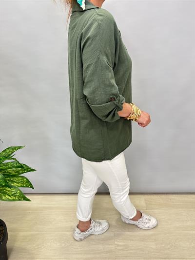 BYZ MNS 8045 PAMUKLU BLUZ HAKİ YEŞİL