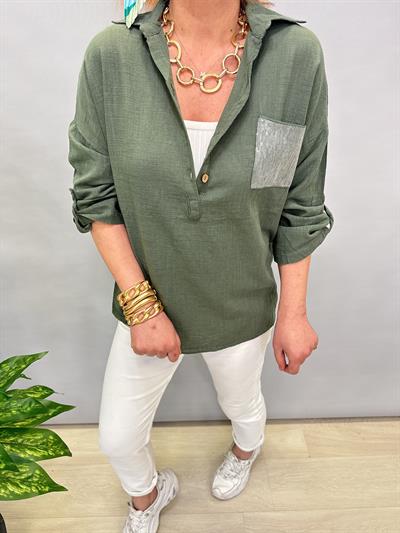 BYZ MNS 8045 PAMUKLU BLUZ HAKİ YEŞİL